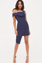 Load image into Gallery viewer, BUTTON DETAIL ASYMMETRIC DRESS