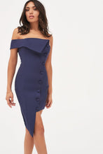 Load image into Gallery viewer, BUTTON DETAIL ASYMMETRIC DRESS