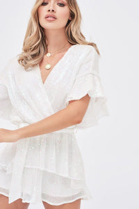 DOUBLE TIERED SEQUIN PLAYSUIT