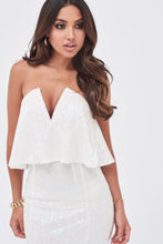 Load image into Gallery viewer, SEQUIN V-FRONT LAYERED MIDI - WHITE