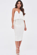 Load image into Gallery viewer, SEQUIN V-FRONT LAYERED MIDI - WHITE