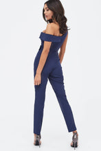 Load image into Gallery viewer, BUCKLE TRIM WRAP JUMPSUIT IN NAVY
