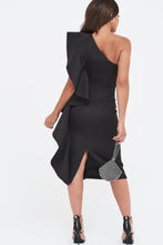 Load image into Gallery viewer, FRILL MIDI DRESS - BLACK