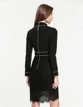 Load image into Gallery viewer, BLACK HIGH NECK EMBROIDERED DRESS
