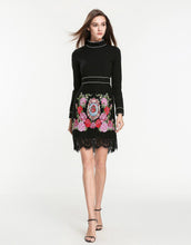 Load image into Gallery viewer, BLACK HIGH NECK EMBROIDERED DRESS