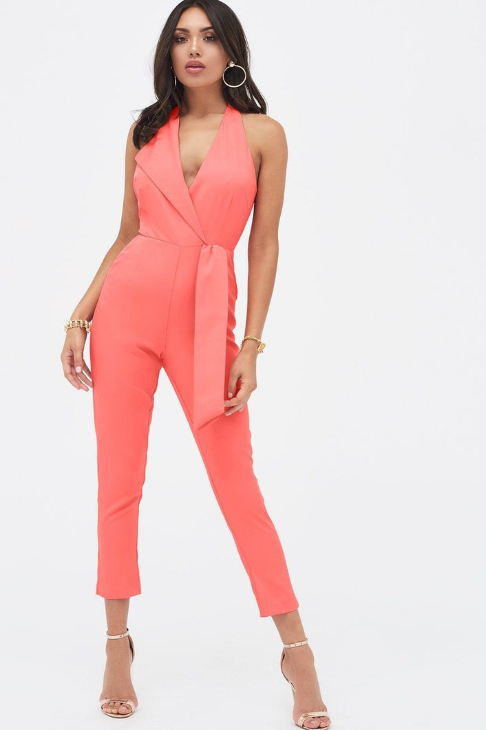 HALTERNECK JUMPSUIT - PAPAYA