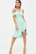 Load image into Gallery viewer, MINT RUFFLE WRAP DRESS