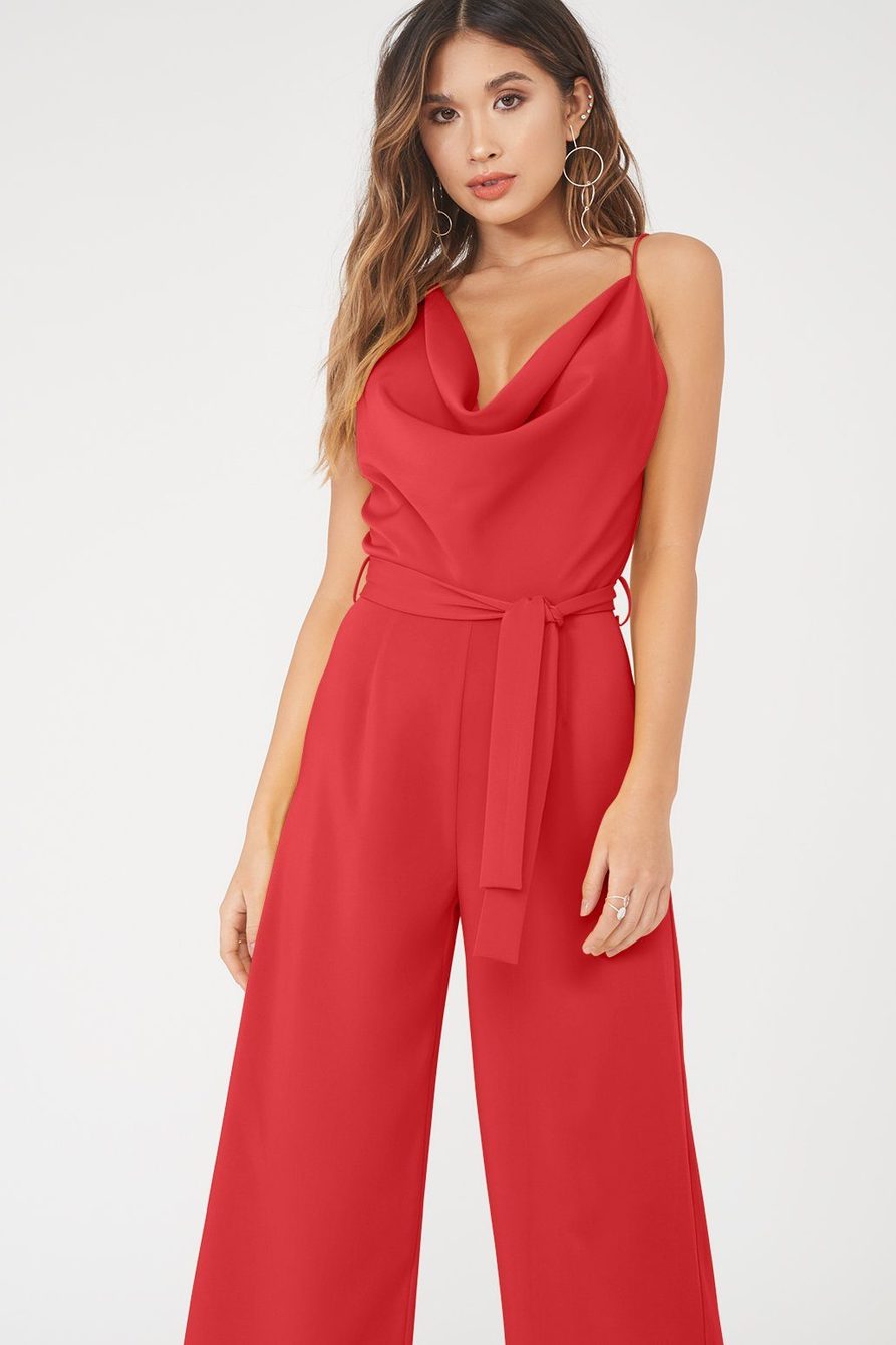 Petite Jumpsuits Warehouse Jumpsuit With Open Back In Red Red