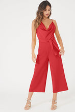 Load image into Gallery viewer, COWL NECK CULOTTE JUMPSUIT - SCARLET RED