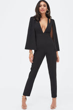 Load image into Gallery viewer, CUT OUT NECK CAPE JUMPSUIT - BLACK