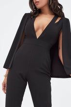 Load image into Gallery viewer, CUT OUT NECK CAPE JUMPSUIT - BLACK