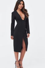 Load image into Gallery viewer, BUTTONED WRAP MIDI DRESS