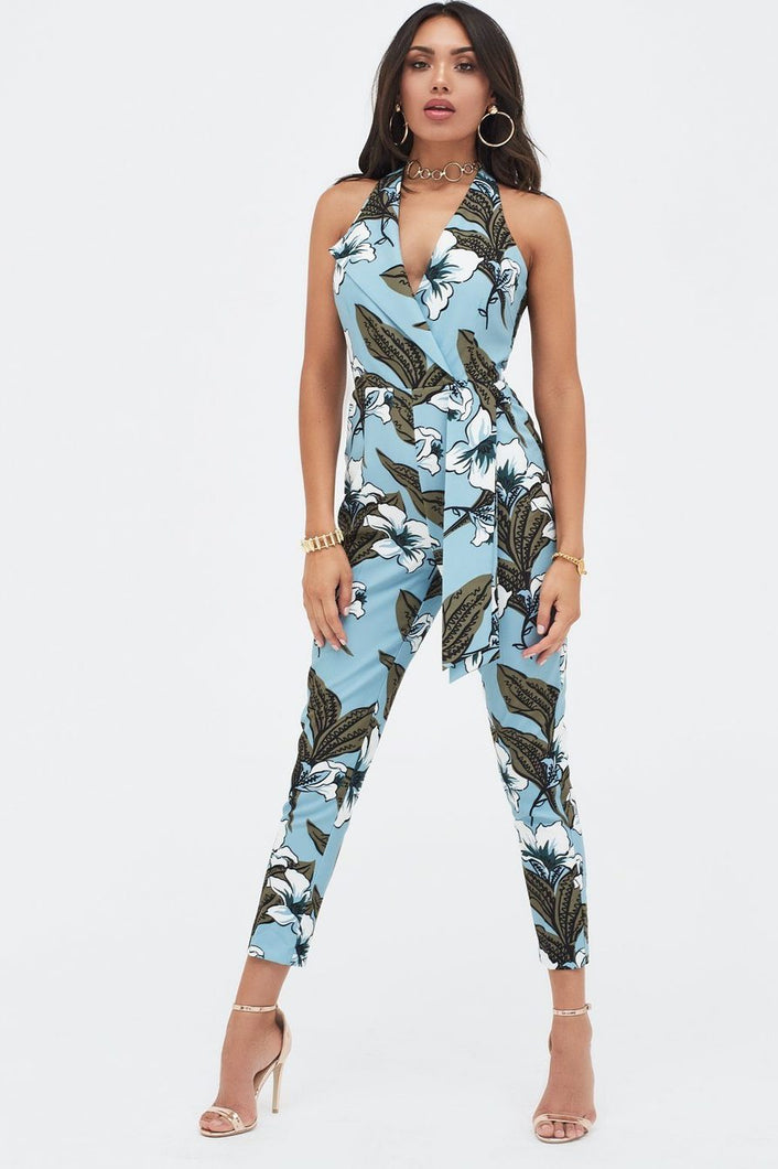 FLORAL HALTERNECK JUMPSUIT