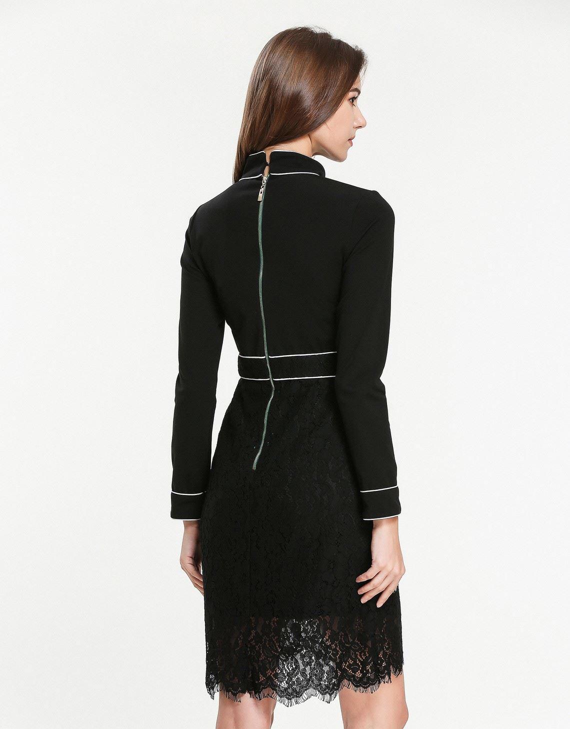 Black HIGH NECK EMBROIDERED DRESS COMINO COUTURE Size 6