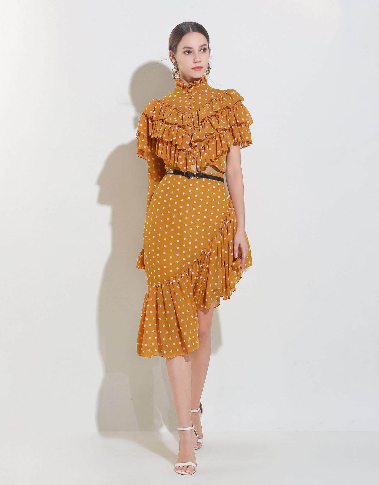 Yellow polka dot top zara outlet