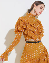 Load image into Gallery viewer, MUSTARD POLKA DOT TOP