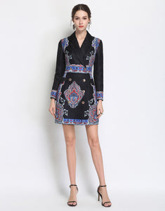 BLACK BLAZER DRESS COMINO COUTURE GRID